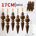 Set of 6 brown flocked icicle Christmas ornaments with velvet texture, 17cm tall. - 6 Pieces/Pack / Flocked Coffee