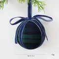 Elegant 8cm green plaid Christmas ball ornament decorated with blue velvet ribbon bow - 8cm / Navy Plaid
