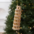 Elegante decorazione natalizia Torre di Pisa con strass da appendere all'albero - singolo sacchetto OPP / Torre D'oro
