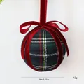 Plaid Christmas ball ornament 8cm with a red velvet bow and hanging ribbon decoration - 8cm / Multi-color Plaid