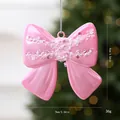 Fiocco rosa decorativo con paillettes per albero di Natale, misura 9 cm e peso 36 g - Ornamento a fiocco / Pezzo Singolo / Rosa
