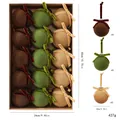 Premium 8cm velvet Christmas ornament set with elegant bows in earthy multi colors - Flocked Bow Style / 15 Pcs Pack / Tri-color Mixed