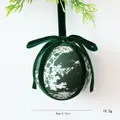 8cm dark green fabric Christmas ball ornament with white tree pattern and velvet bow - 8cm / White Dark Green Print