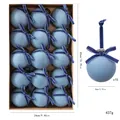 Light blue velvet Christmas ball set of 15 with matching bows, 8cm diameter SKU - Flocked Bow Style / 15 Pcs Pack / Blue