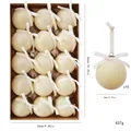 Cream velvet Christmas ornament balls set of 15 pieces with bows 8cm diameter - Flocked Bow Style / 15 Pcs Pack / Cream