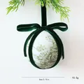 8cm fabric covered Christmas ball ornament with green velvet ribbon and bow detail - 8cm / White Green Print