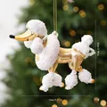 Elegante decorazione natalizia a forma di barboncino con paillettes bianche e oro - Oro