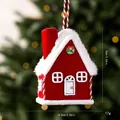 Handmade red plush house Christmas tree ornament with white fluffy trim and door detail - Wine Red House (6297051843511) / Single Piece / Burgundy