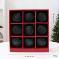 Set di 9 palline di Natale in tessuto scozzese verde e blu in scatola regalo rossa - Stile Quadri Verde Scuro e Blu Navy / Set da 9 8cm