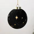 Elegant black velvet Christmas ball ornament with golden star patterns for tree decor. - 8cm / Five-star Black