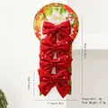 Lot de 4 nœuds à paillettes rouges étincelants pour la décoration de sapin de Noël - 4 Pièces/Pack / Rouge