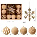 Set of champagne velvet Christmas ball ornaments with snowflake pendant - 9 Pcs Pack / Khaki Snowflake Set