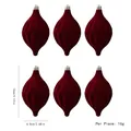 Set van 6 wijnrode geflokte kerstballen in uivorm met gedetailleerde afmetingen - Ruit Hanger / Set van 6 / Bordeauxrood