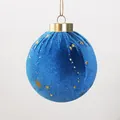 Premium blue velvet Christmas ball ornament with gold sparkling stars for holiday tree - 8cm / Light Blue with Gold Stars