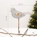 Silver glitter hollow bird clip decoration for Christmas tree, 15cm x 18cm, 17g weight. - Single Piece / Silver