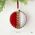 Velvet Christmas ball ornament with rhinestones, red and white bicolor design 8cm - Fantasy Diamond Chain Style / 8cm / Red and White Contrast