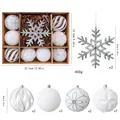 Detailed white velvet Christmas ball set including snowflake hanging ornaments and sizes - 9 Pcs Pack / Silver White Snowflake Set