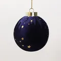 Elegant navy blue velvet Christmas ball ornament with gold star patterns for decor - 8cm / Royal Blue with Gold Stars