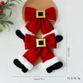 Paire de nœuds de Noël en velours rouge avec bordure en fourrure et boucle dorée - Petit 2 Pièces / Rouge