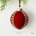 Elegant 8cm red velvet Christmas ball ornament with sparkling rhinestone chain detail. - Fantasy Diamond Chain Style / 8cm / Christmas Red
