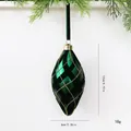 Decorazione natalizia a goccia floccata verde scuro con griglia glitterata oro - Oval Shape (12cm) / 1 Pezzo / Verde Scuro
