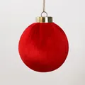 Elegant red velvet Christmas ball ornament hanging for festive holiday tree décor - 6cm / Red
