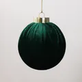 Dark green velvet Christmas ball ornament with gold string for holiday tree decoration - 6cm / Dark Green