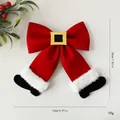 Nœud de Noël en velours rouge style Père Noël avec bordure en fausse fourrure - M / Rouge