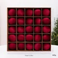Set of 25 elegant red velvet Christmas ball ornaments in a 31cm square storage box - 6cm 25 Pieces/Box / Burgundy