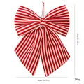Grand nœud de Noël rayé rouge et blanc pour sapin de Noël, dimensions 55 cm x 40 cm - L / Rayé rouge et blanc