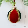 Bola de Navidad de terciopelo burdeos y verde con pedrería brillante - Tamaño 8cm / Cadena de Strass Contraste Rojo y Verde