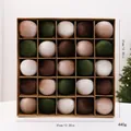 Set of 25 elegant velvet wrapped Christmas ball ornaments in earth tones for tree decor. - 6cm 25 Pieces/Box / Green