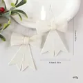 Lot de nœuds de Noël blancs pailletés pour sapin, décorations de Noël de 11x8,5 cm - 2 Pièces/Pack / Blanc