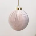 Dusty rose velvet Christmas ball ornament with gold cap and string for festive tree decor - 6cm / Lavender