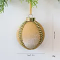 Bola de Navidad de terciopelo champán con cadena de diamantes, adorno de árbol 8x10cm - Tamaño 8cm / Cadena de Strass Dorada
