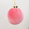 Elegant pink velvet Christmas ball ornament with gold cap for holiday tree decor - 6cm / Sakura Pink