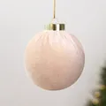 Elegant pink velvet Christmas ball ornament with soft texture for tree decoration - 6cm / White Pink