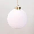 Elegant white velvet Christmas ball ornament with gold hanger for tree decoration - 6cm / Pure White