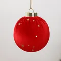Luxury red velvet Christmas ball ornament with gold star sequins and gold string - 6cm / 五星大红