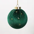 Green velvet Christmas ball variant featuring luxurious gold star and moon sequin patterns - 6cm / 星星墨绿