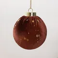 Elegant brown velvet Christmas ornament ball with gold stars for festive tree decor. - 6cm / 五星咖色