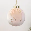 Elegant pink velvet Christmas ball ornament with gold star sequins for holiday tree decor - Pentagram Style / 6cm / Khaki