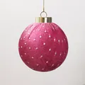 Pink velvet Christmas ball ornament with silver dots for tree decoration - 6cm / Korean Pink with Polka Dots