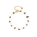 Elegante cavigliera in acciaio inossidabile dorato con scaglie di occhio di tigre naturale - Stile Colore Occhio di Tigre (A821)