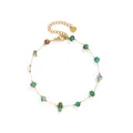 Cavigliera in acciaio inossidabile con pietre naturali colorate e ciondolo cuore. - Stile Pietra Verde (A822)