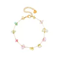 Cavigliera in acciaio inossidabile con pietre naturali multicolore e cuore d'oro - Stile Pietra Mista Pastello (A826)
