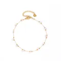 Elegante cavigliera in acciaio inossidabile dorato con pietre naturali rosa per la spiaggia - Stile Pietra Rosa (A824)