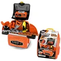 Pädagogischer 2-in-1 Kinder Werkzeugset Rucksack in Orange für Rollenspiele - Werkzeugrucksack (008-962A) / 0,67 kg