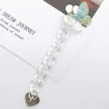 Elegant iridescent butterfly acrylic chain accessory with silver heart clasp for phone cases - K2399 / Single Butterfly AB Chain (Heart Clasp)