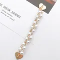Heart-shaped clasp pearl chain accessory with rhinestones for DIY phone case - K2400 / Artificial Pearl Rhinestone Chain (Heart Clasp)